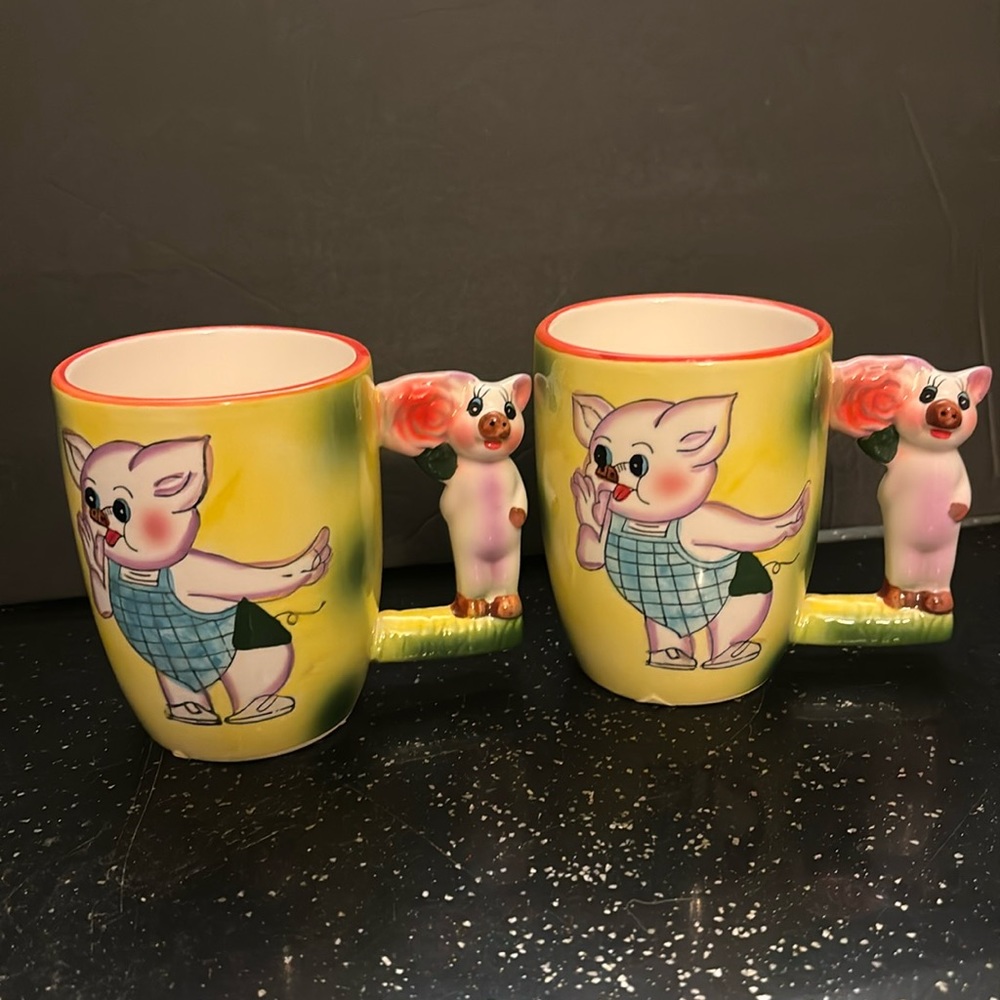 Pig Vintage ceramic animal mug